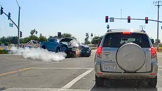 EXTREME CAR CRASH PICKUP TBONES SUV INTO CANAL  DASHCAM STORIES 96 [upl. by Beaufort388]