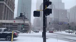 First Snow of the Season in Downtown Minneapolis November 2022 4K [upl. by Bigford]