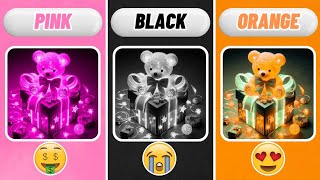 choose your gift 🤩🎁🤪  3 gift box challenge  pink amp black amp orange giftboxchallenge [upl. by Ormond]