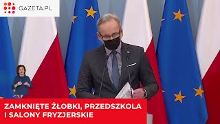 NOWE OBOSTRZENIA Zamknięte żłobki przedszkola i salony fryzjerskie [upl. by Tosch]