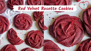 Eggless Red Velvet Rosette Cookies  Valentines Special [upl. by Stewart]