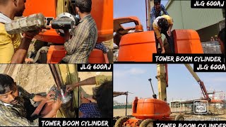 JLG 600AJ  tower Boom cylinder repairing live video [upl. by Slorac]