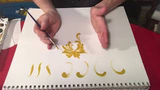 Rosemaling flower with detail demonstration  Lise Lorentzen  unintentional ASMR [upl. by Yelahs852]