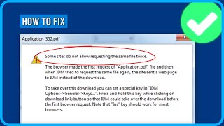 How to Fix IDM Error Some Sites Do Not Allow Requesting the Same File Twice [upl. by Aihtibat]