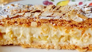 ⭐️EL PASTEL de CREMA MÁS RICO y FACIL EN UNOS MINUTOS‼️ MILHOJAS DE MANZANA🍏👆 la MEJOR RECETA‼️❤ [upl. by Etsirk854]