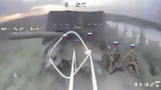 Russian turtle tank is blown to bits by Ukraine drone FPV after bungling crew [upl. by Eugenie]