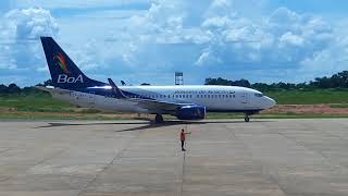 BoA Boliviana de Aviación 737700 CP2922 at Cobija Airport coming from Santa Cruz [upl. by Anahahs314]