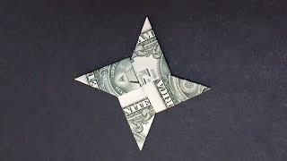 Dollar Bill Origami NinjyaStar  How to Fold NinjyaStar out of Money  Origami Easy but cool [upl. by Laverna]