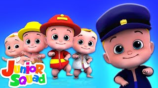 Five Little Babies Jumping On The Bed  Nursery Rhymes Songs For Kids By Junior Squad [upl. by Cain]