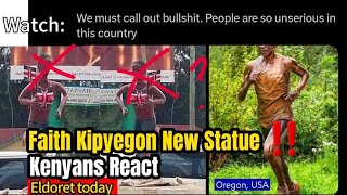 WATCH KENYANS REACT FAITH KIPYEGON STATUE Eldoret Statues City Status [upl. by Gurias410]