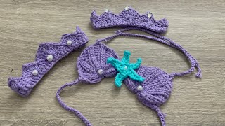 How to Crochet a Mermaid Top and Crown step by step Beginner Friendly [upl. by Shaia]