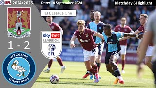 Northampton Town 12 Wycombe Wanderers Matchday 6 202425 EFL League One Highlight [upl. by Enaid]