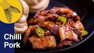 Chilli Pork—Spicy StirFried DoubleCooked Pork Belly—Blue Poppy Calcutta Style—Indian Pork Recipe [upl. by Holcomb]