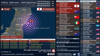 20210320 090945 UTC  M 70  Ishinomaki Japan  Force Thirteen Earthquakes [upl. by Pittel668]