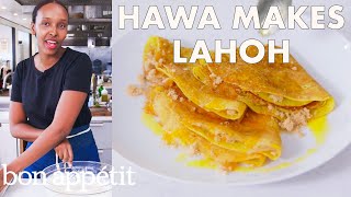 Hawa Makes Lahoh Somali Pancakes  From the Test Kitchen  Bon Appétit [upl. by Selrahcnhoj]