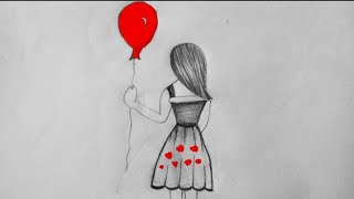 How to draw a Girl Holding Balloons step by step ll Pencil sketch for begginners [upl. by Godiva]