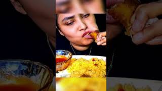 Mukbang ASMR Eating Chicken Lollpop Spicy Chicken Curry Chicken Pakodas With Rice And Salads Eating [upl. by Victoria]