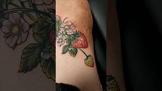 Custom Strawberry vine coverup Tattoo strawberry coveruptattoo Custom design colorful [upl. by Shafer]