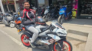 Aprilia RS 457  Detailed City Ride Review [upl. by Nomyar]