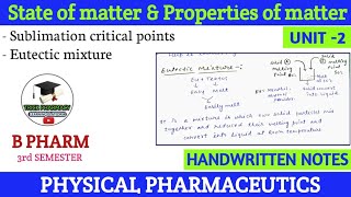 Sublimation critical points  Eutectic mixture  Physical pharmaceutics 3rd semester [upl. by Leonard]