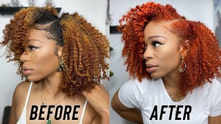 Coloring MY NATURAL HAIR GINGER AGAIN  with no bleach frfr  curls still healthy [upl. by Fitts]