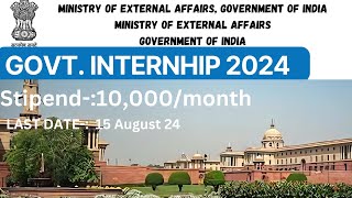 Government Paid Internship  All Streams Eligible  MEA INTERNSHIP  Ministry of External Affairs [upl. by Kassel]