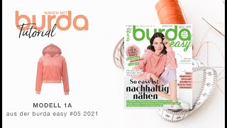 Nähanleitung Nähen mit burda  Cropped Hoodie aus Nickistoff Modell 1A  burda easy 521 5979 [upl. by Lord]