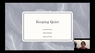 Keeping Quiet Class 12  Pablo Neruda English explanation Flamingo book Line by line explanation [upl. by Ahsoyem]