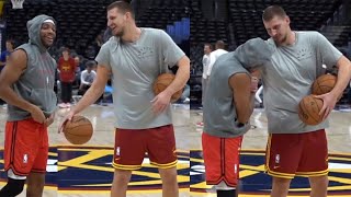 Nikola Jokic and Bruce Brown shared some moments before Raptors x Nuggets game [upl. by Hackett987]