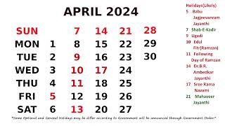 April Calendar 2024 [upl. by Lunseth]