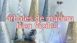 como decorar y hacer tus árboles navideños de madera súper fáciles de hacer [upl. by Leina]