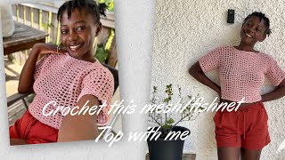 How to crochet a fishnet mesh cardigan top pattern Tutorial [upl. by Navinod711]