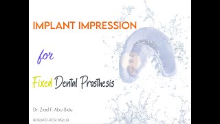 impression for implant fixed prosthodontics [upl. by Ojoj]