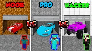 Minecraft NOOB vs PRO vs HACKER SECRET CAR GARAGE in Minecraft Animation [upl. by Delanty365]