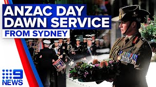 Anzac Day 2023 Sydney Dawn Service at The Cenotaph Martin Place  9 News Australia [upl. by Nuhsed]