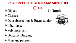 Basic Concepts of Object oriented programming in C  In Tamil [upl. by Wasson]