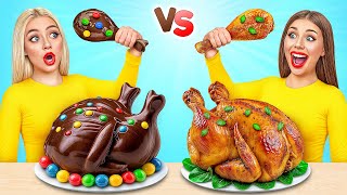 Real Food vs Chocolate Food Challenge  Eating Only Sweet 24 Hours by Choco DO [upl. by Skantze]