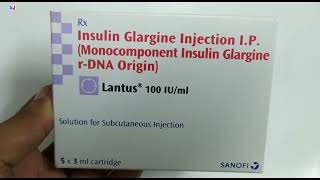 Lantus 100 iu injection  insulin Glargine injection ip  Lantus Cartridge Uses Side effects Hindi [upl. by Chiang]