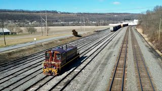 Drone Railfanning Norfolk Southern Juniata Valley RR in Lewistown PA [upl. by Nonnarb]