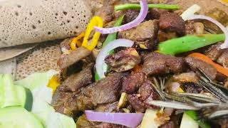 How To Make Ethiopian Food Goat Meat Tibs Recipe [upl. by Orrocos]