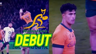 Joseph Sualii debut for Wallabies  England vs Australia 2024 [upl. by Patric]