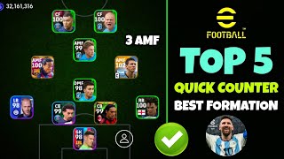 Top 5 Quick Counter Best Formations In eFootball 2024 Mobile  4132 formation efootball 2024 [upl. by Marven]