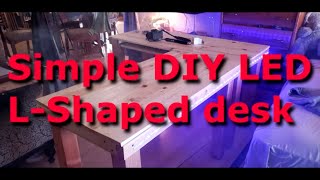 DIY Rustic LShaped Computer Desk with LED and OnDesk Power A Scrap Wood Build [upl. by Adnouqal]