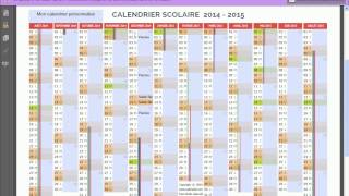 Personnaliser le calendrier scolaire annuel 2014 2015 Calenweb [upl. by Afnin]