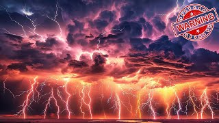 ⚠⚠❗ WARNING Violent Thunder ⚠⚠❗ Heavy Thunderstorm Sounds  Rain with Lightning for Relaxing Sleep [upl. by Idnis678]