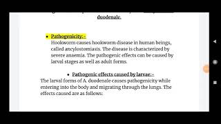 Pathogenicity caused by Ancylostoma duodenalePart 3  BSc sem 5th Zoology By Aniket Gupta [upl. by Gavra]