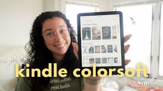 UNBOX THE 2024 KINDLE COLORSOFT WITH ME full kindle setup tutorial  compare to kindle paperwhite [upl. by Lleruj]