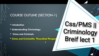 CSSPMS  Criminology Lect1 By Sir Raja Shahroze Abbas [upl. by Weidar988]