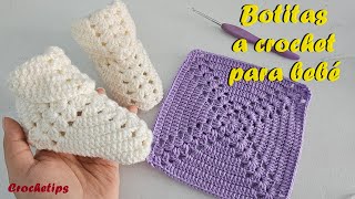 ¡Increíble patrón de ganchillo de zapatos de bebe Granny Square super fácil para principiantes [upl. by Anilemrac720]