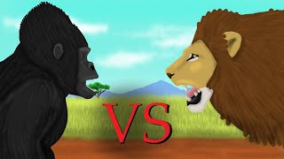 GORILLA VS LION  Fight in 2D Animation  Pivot Animator [upl. by Hessler]